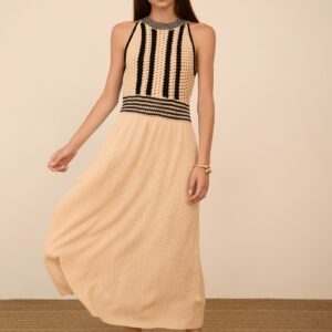 Vestido midi franjas bicolor de MEISIE