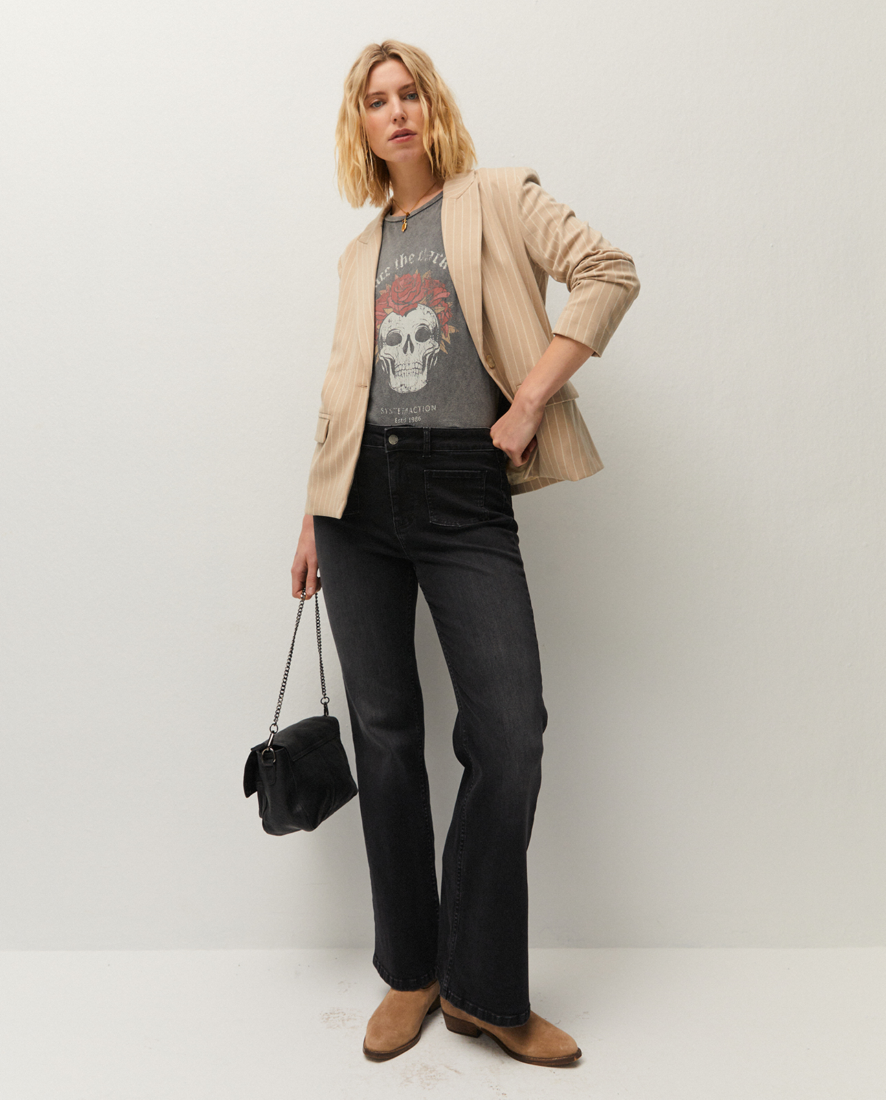Pantalón denim bosillos tipo flare de System Action – foto 1