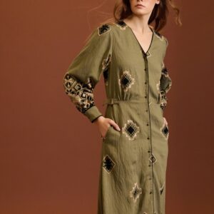 Vestido Camisero Étnico con Bordados de MEISIE