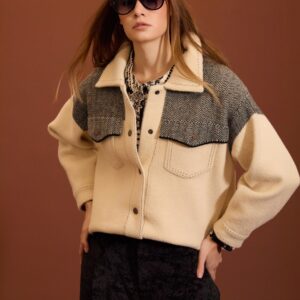 Chaqueta de punto espiga en contraste de MEISIE – foto 1
