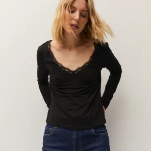 Camiseta Básica con Puntilla