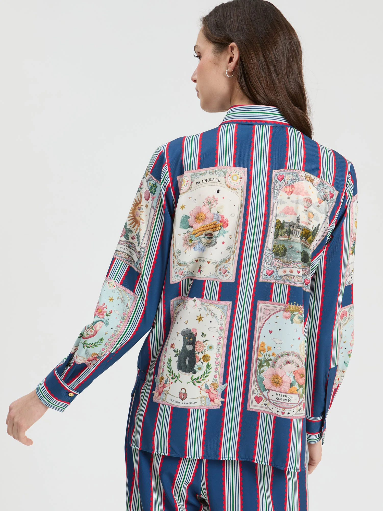 Camisa de Rayas con Estampado Madrid