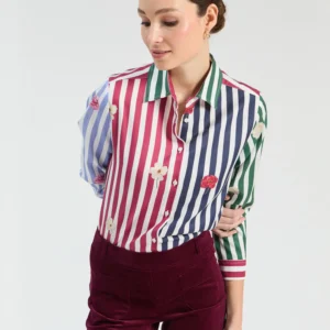Camisa Fluida Print Flores y Rayas
