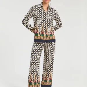 Pantalón Fluido Estampado Folk