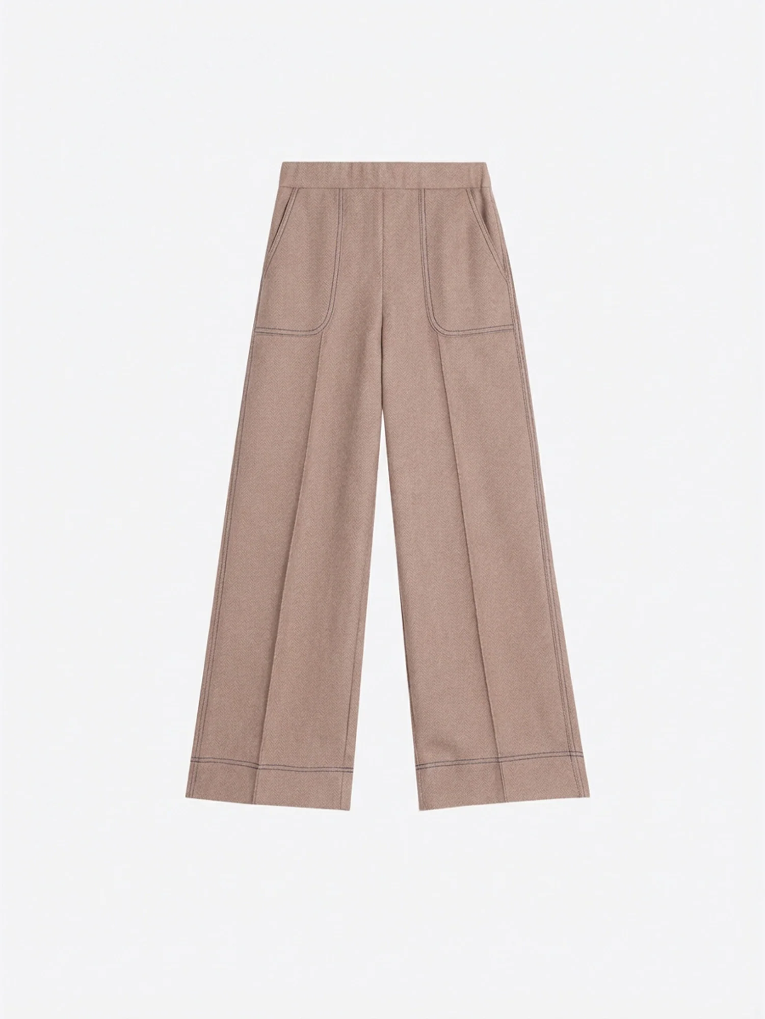 Pantalón Recto con Tejido de Espiga