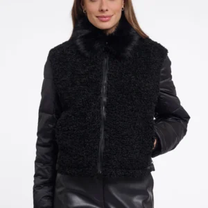 Chaqueta Bimateria Detalles Contraste