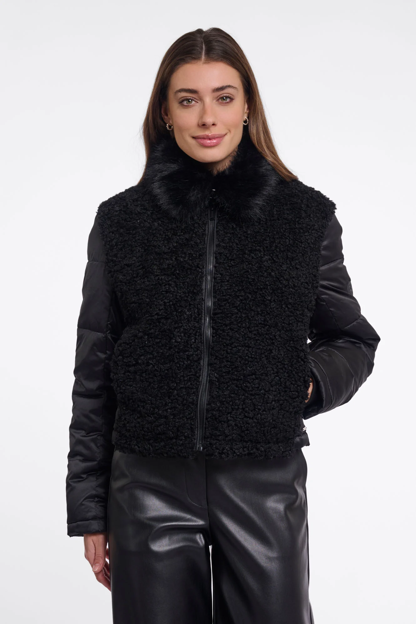 Chaqueta Bimateria Detalles Contraste