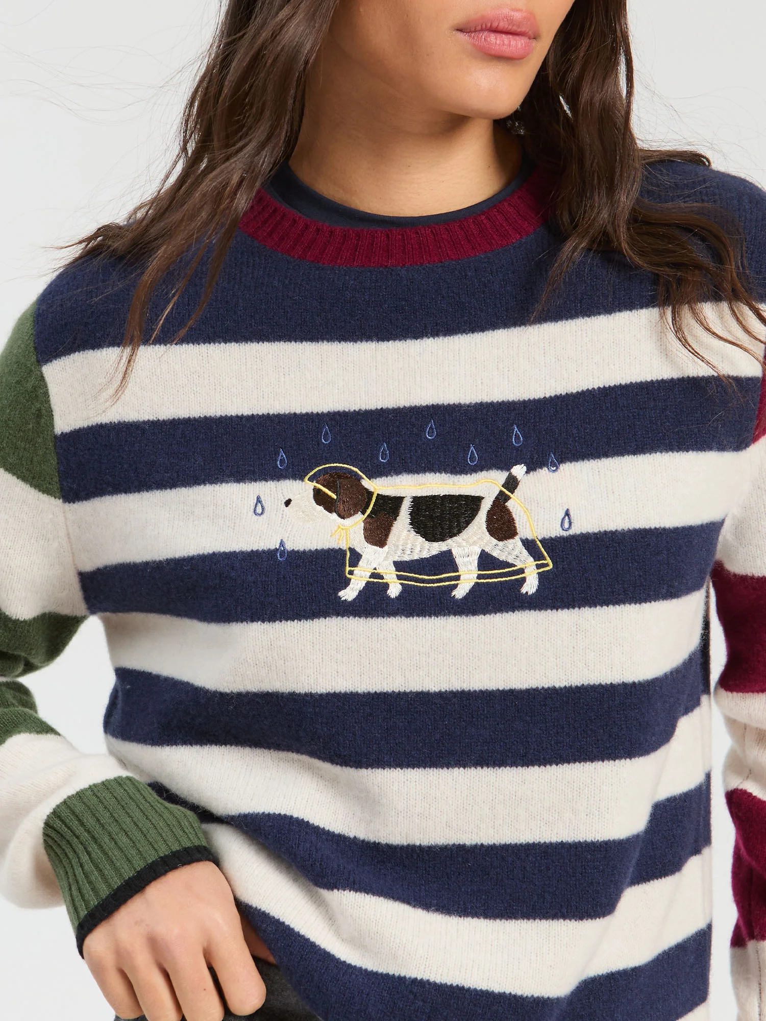 Jersey de punto a rayas con bordado de perro - Imagen 2