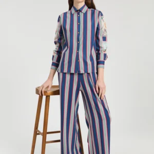 Pantalón Fluido con Estampado de Rayas